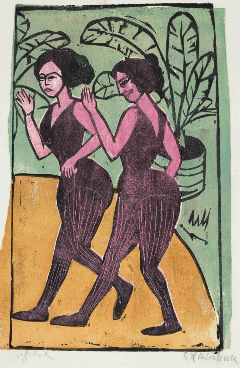 English Step Dancers,Английские степ-танцоры,Ernst Ludwig Kirchner,Эрнст Людвиг Кирхнер,Пастель,Пастель