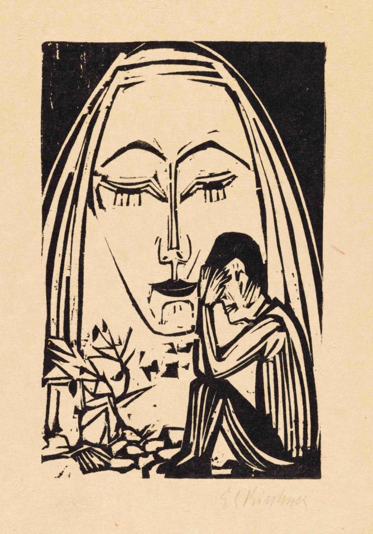 Erinnerung,Напоминание,Ernst Ludwig Kirchner,Эрнст Людвиг Кирхнер,Офорт на медной пластине