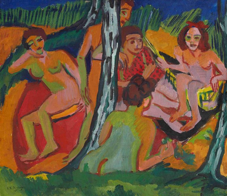 Forest Scene (Moritzburg Lakes),Лесная сцена (Морицбургские озера),Ernst Ludwig Kirchner,Эрнст Людвиг Кирхнер