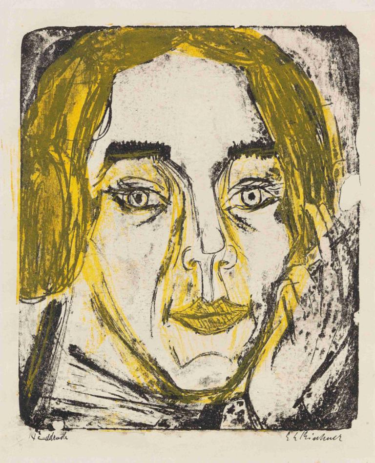 Kopf Mary Wigmann,Ernst Ludwig Kirchner,Pastel,Pastel, 1boy, solo, male focus, traditional media