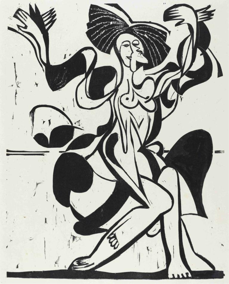 Mary Wigman's Dance,Mary Wigmans dans,Ernst Ludwig Kirchner,Koperplaatetsing,Koperplaatetsing, 1meisje