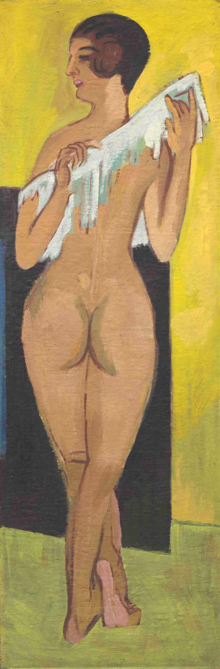 Nude Figure (reverse),Gambar telanjang (terbalik),Ernst Ludwig Kirchner,Pastel,Pastel, 1 gadis, solo, pantat