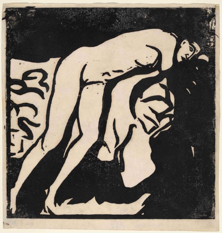 Nude Girl,Gadis telanjang,Ernst Ludwig Kirchner,Pengetsaan Pelat Tembaga,Pengetsaan Pelat Tembaga, 1 gadis