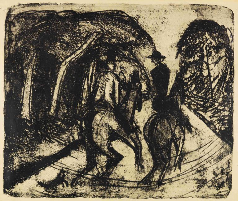 Reiter im Grunewald,Jezdec v Grunewaldu,Ernst Ludwig Kirchner,Skica,Skica, enobarvno, pošast, 1 fant