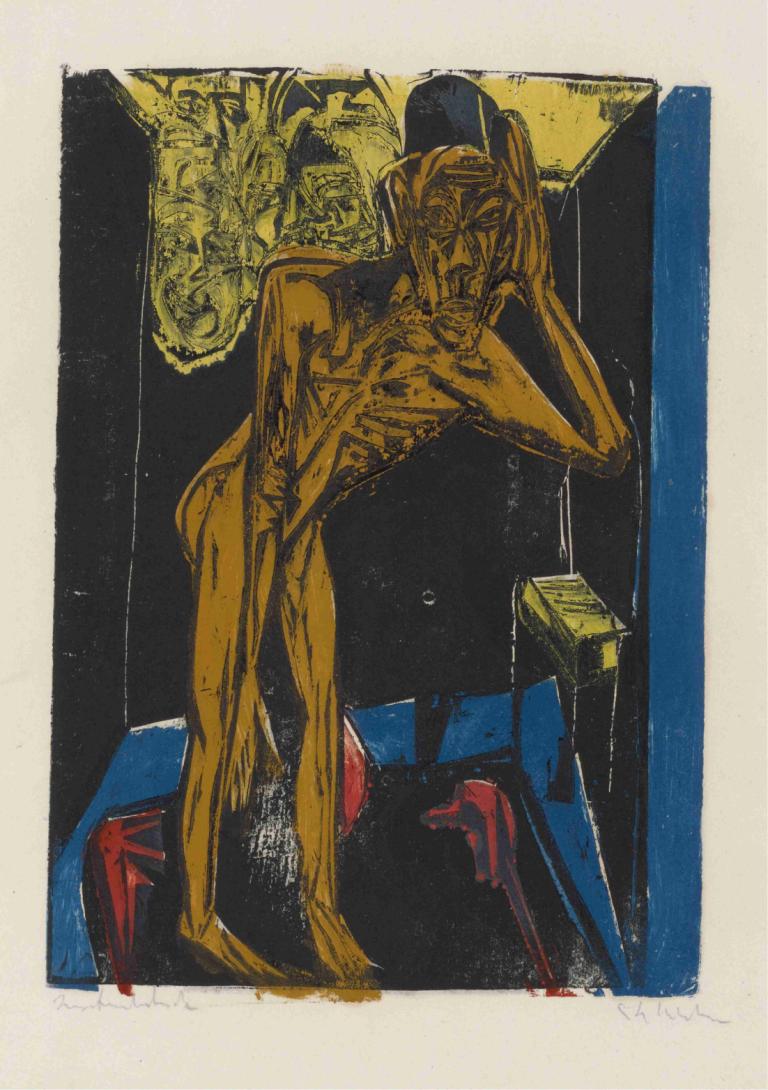 Schlemihl in der Einsamkeit des Zimmers,Schlemihl v samoti sobe,Ernst Ludwig Kirchner,Oljna slika,Oljna slika