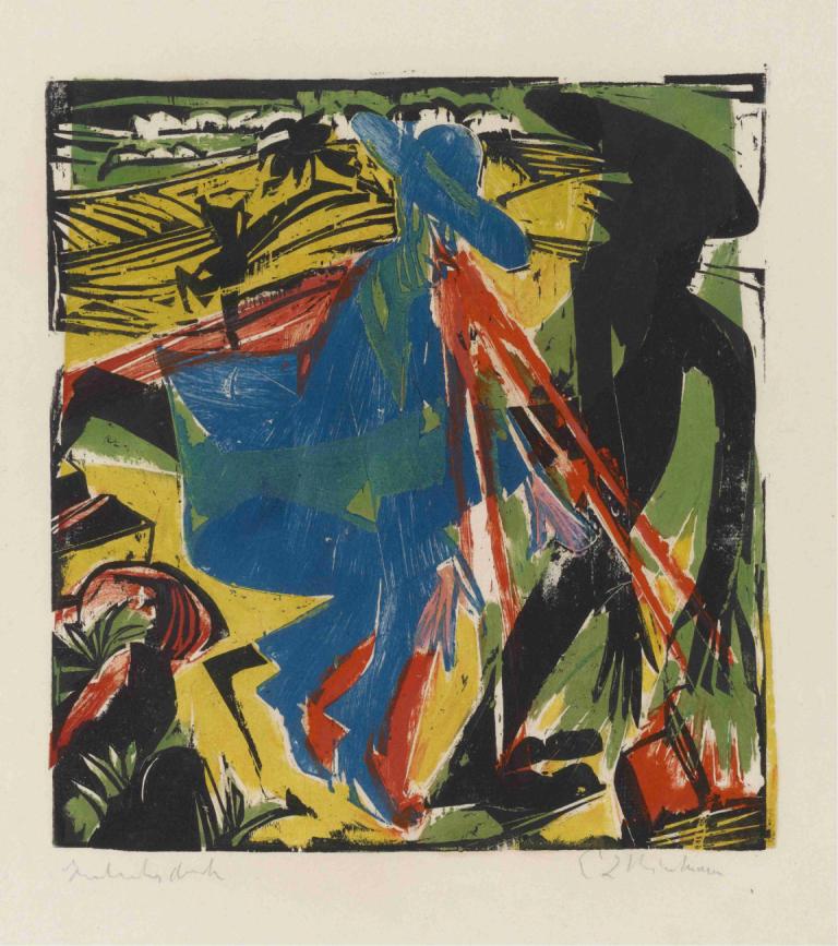 Schlemihls Begegnung mit dem Schatten,Schlemihlovo srečanje s senco,Ernst Ludwig Kirchner,Oljna slika