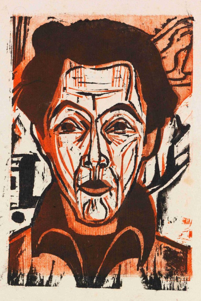 Selbstportrait,Potret diri,Ernst Ludwig Kirchner,Lukisan cat minyak,Lukisan cat minyak, solo