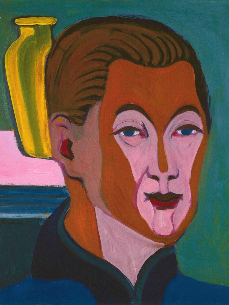 Self Portrait,Potret Diri,Ernst Ludwig Kirchner,Pastel,Pastel, solo, 1 anak laki-laki, fokus pria