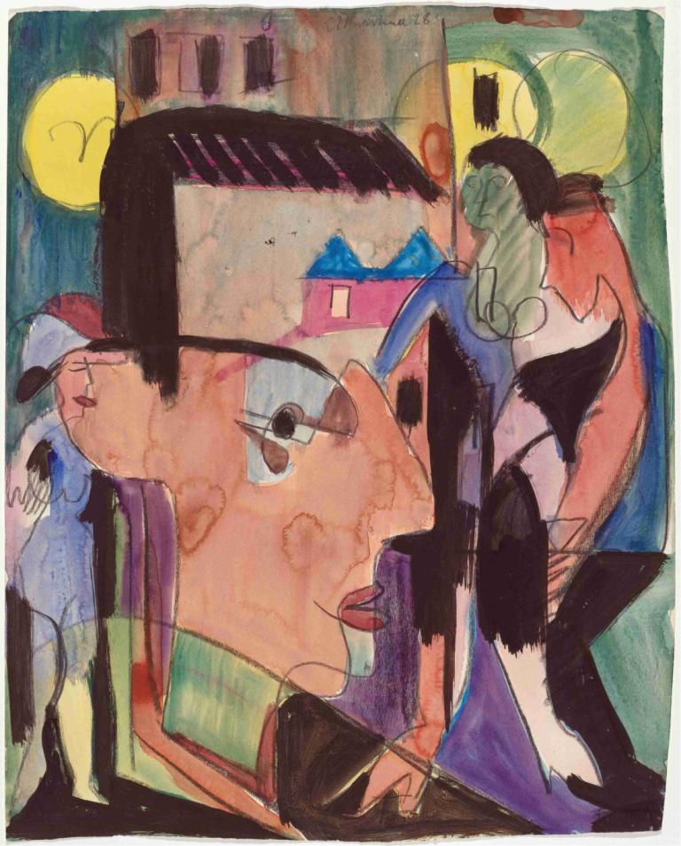 Self-Portrait,Potret Diri,Ernst Ludwig Kirchner,Pastel,Pastel, topi, topi baseball, media tradisional, lidah