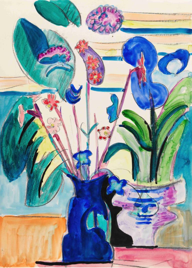 Stillleben mit Calla,Calla ile natürmort,Ernst Ludwig Kirchner,Pastel,Pastel, çiçek, bitki, geleneksel medya