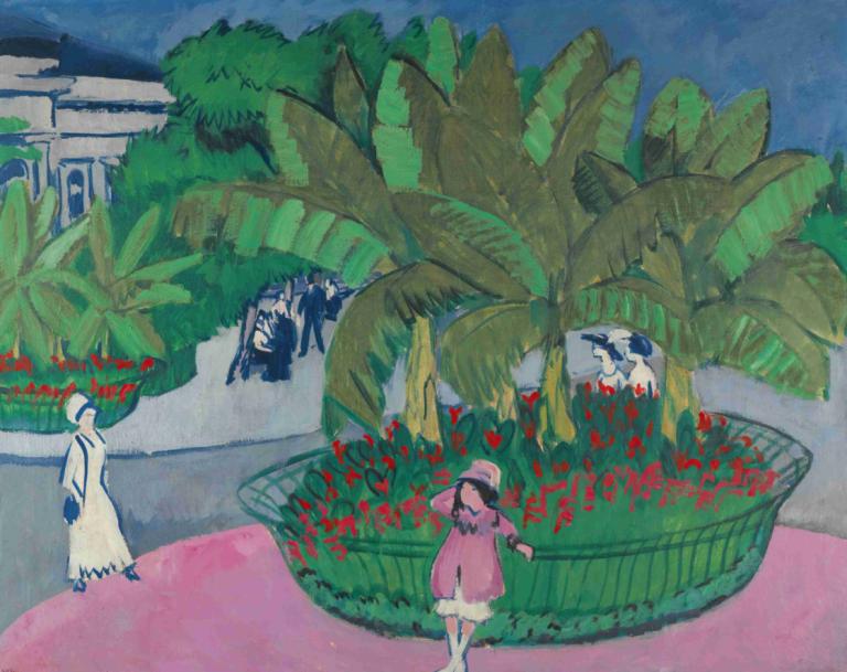 The Bosquet; Albertplatz In Dresden,The Bosquet; Albertplatz i Dresden,Ernst Ludwig Kirchner,Pastel,Pastel