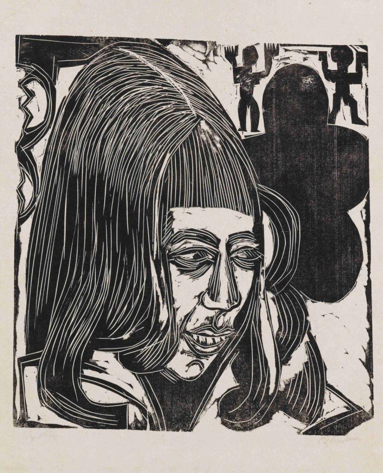 Tochter Sternheim,Κόρη Sternheim,Ernst Ludwig Kirchner,Χαλκογραφία,Χαλκογραφία, μονόχρωμος, μονοφωνία