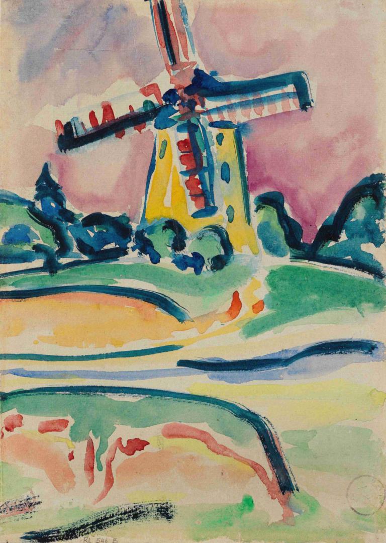 Windmühle (Eine Windmühle auf Fehmarn),溫德姆勒(Eine Windmühle auf Fehmarn),Ernst Ludwig Kirchner,恩斯特·路德維希·基什內爾