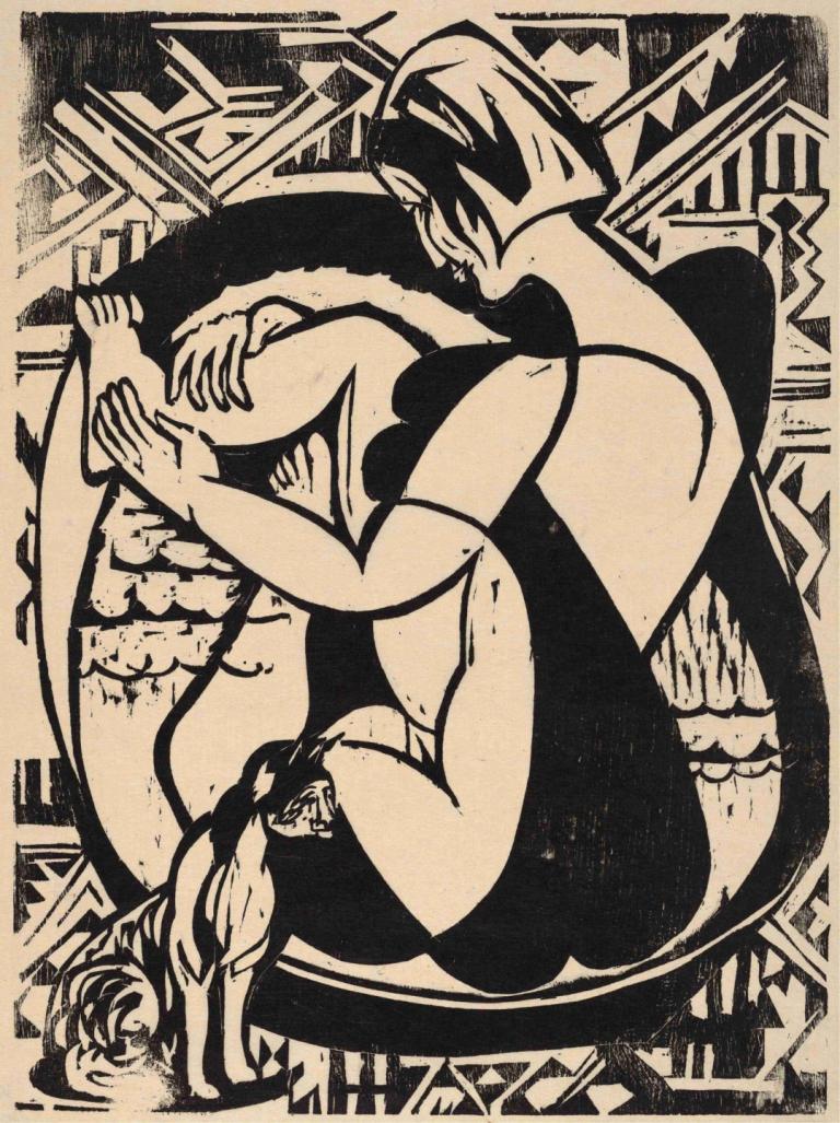 Woman in the Bathtub,Kvinde i badekarret,Ernst Ludwig Kirchner,Kobberstik ætsning,Kobberstik ætsning