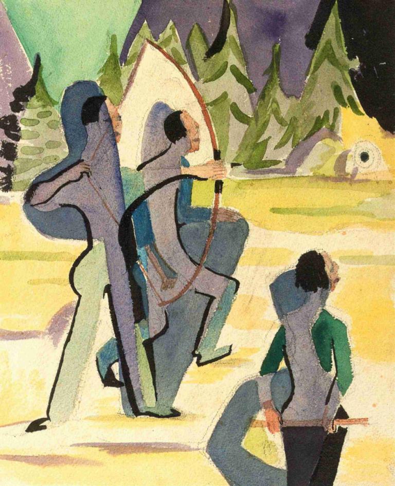 archer,лучник,Ernst Ludwig Kirchner,Эрнст Людвиг Кирхнер,Пастель,Пастель, несколько мальчиков