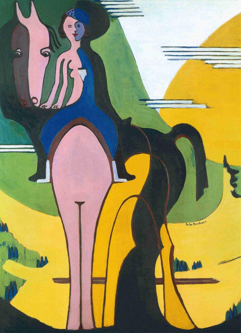 female rider,женщина-наездник,Ernst Ludwig Kirchner,Эрнст Людвиг Кирхнер,Пастель,Пастель, 1 девушка, тень