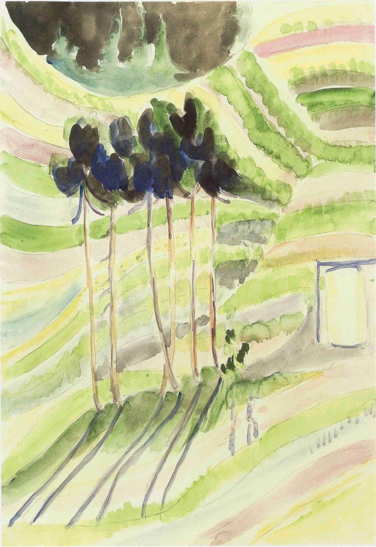 trees,δέντρα,Ernst Ludwig Kirchner,Παστέλ,Παστέλ, ζωγραφική (μέτρια), ακουαρέλα (μέτρια), παραδοσιακά μέσα