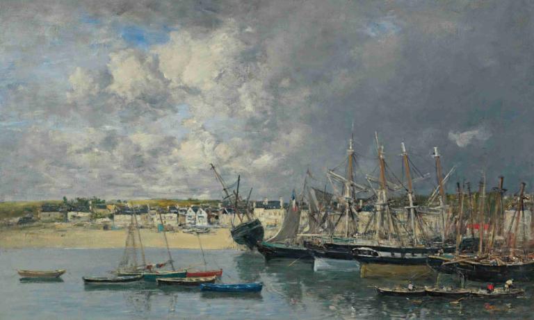 Bateaux À L'ancre Dans Le Port, Portrieux,Barcos anclados en el puerto, Portrieux,Eugène Boudin