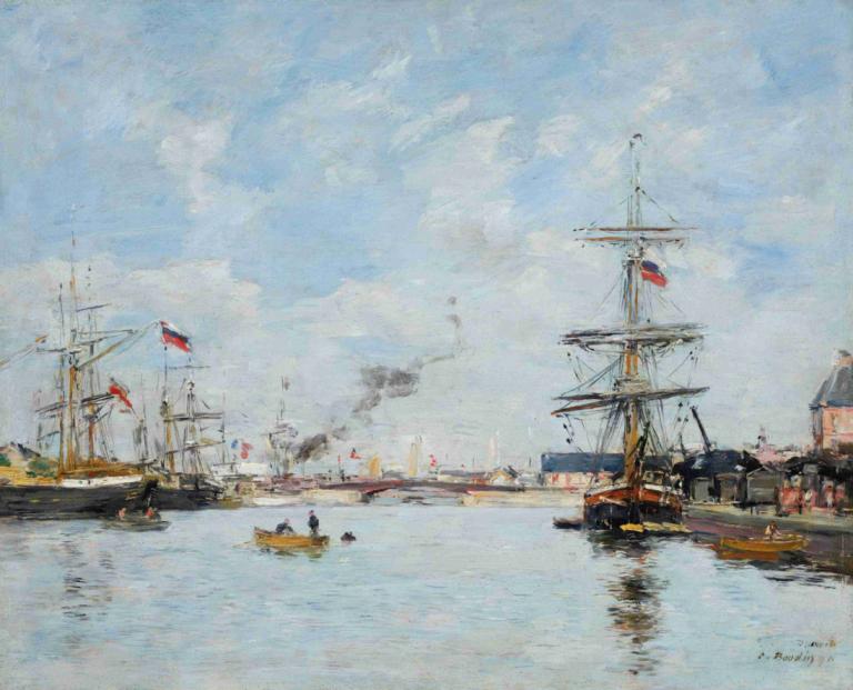 Deauville, Le Bassin À Marée Haute,Eugène Boudin,Oil Painting,Oil Painting, watercraft, ship