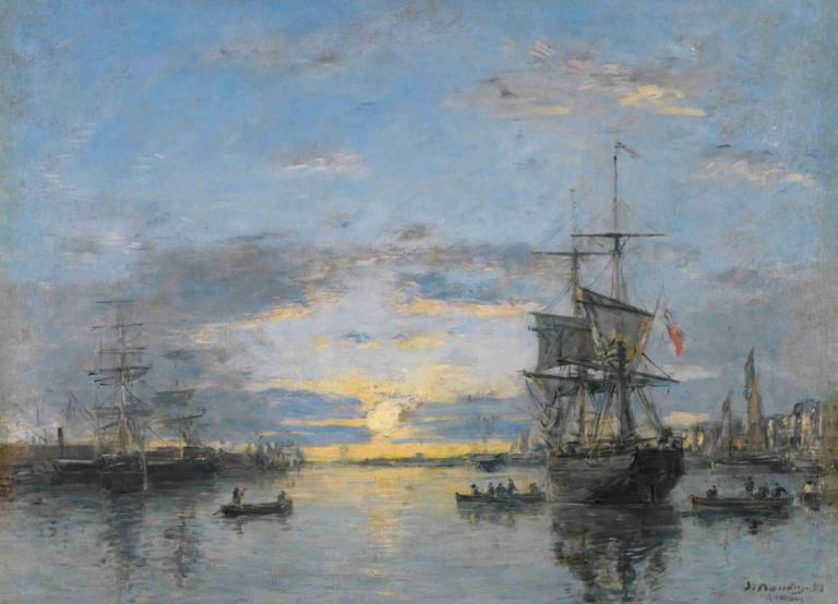 Le Havre. L'avant-Port Au Soleil Couchant,Le Havre. Avant-Port Au Soleil Couchant,Eugène Boudin,Oljemålning