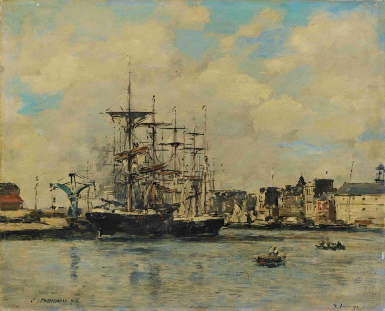 Le Havre. Bassin De La Barre,Le Havre. Bassin De La Barre,Eugène Boudin,Oljemålning,Oljemålning