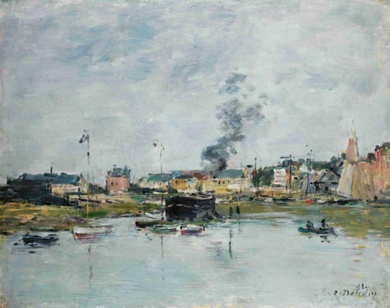 Le Port De Trouville,Přístav Trouville,Eugène Boudin,Evžen Boudin,Olejomalba,Olejomalba, žádní lidé, plavidlo