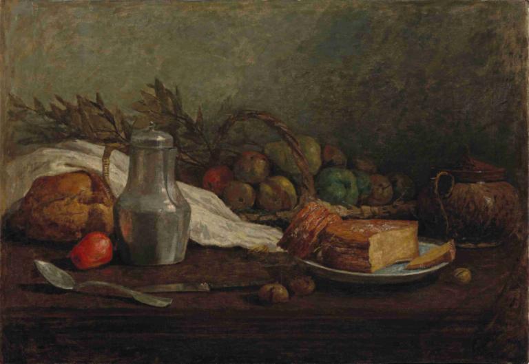 Nature morte au pichet d'étain,วิตถารในธรรมชาติ,Eugène Boudin,โอริน พุดดิ้ง,จิตรกรรมสีน้ำมัน,จิตรกรรมสีน้ำมัน