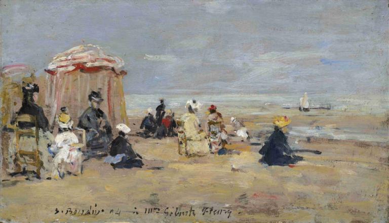 On the Beach,บนชายหาด,Eugène Boudin,โอริน พุดดิ้ง,จิตรกรรมสีน้ำมัน,จิตรกรรมสีน้ำมัน, เด็กชายหลายคน