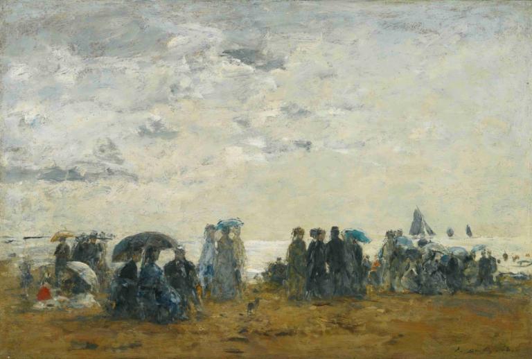 Scène De Plage À Trouville,เซย์น่า เดอ พราจ ทรูวิลล์,Eugène Boudin,โอริน พุดดิ้ง,จิตรกรรมสีน้ำมัน