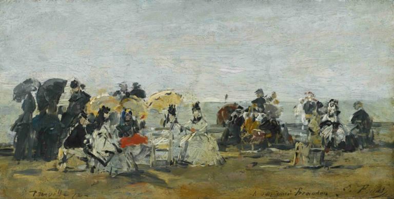 Scène De Plage À Trouville,เซย์น่า เดอ พราจ ทรูวิลล์,Eugène Boudin,โอริน พุดดิ้ง,จิตรกรรมสีน้ำมัน