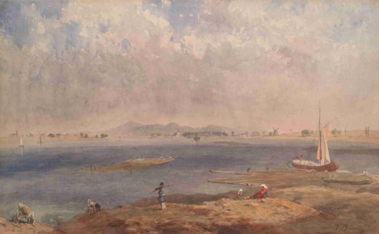 Seascape in Brittany,วิวทะเลของบริททานี่,Eugène Boudin,โอริน พุดดิ้ง,จิตรกรรมสีน้ำมัน,จิตรกรรมสีน้ำมัน, รฟท