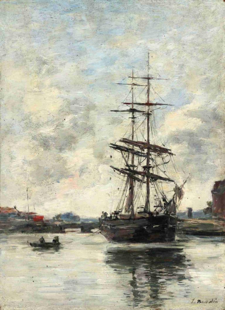 Ship on the Touques,เรือใน Touque,Eugène Boudin,โอริน พุดดิ้ง,จิตรกรรมสีน้ำมัน,จิตรกรรมสีน้ำมัน, รฟท