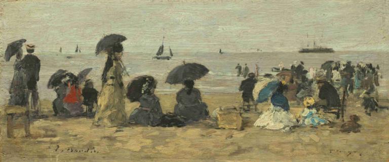 The Beach,Ranta,Eugène Boudin,Öljymaalaus,Öljymaalaus, kuvataideparodia, vesikulkuneuvot, useita poikia