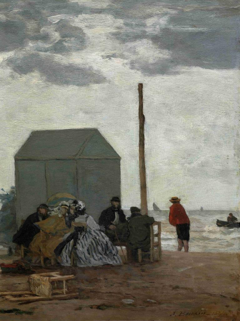 The Beach at Deauville,Deauvillen ranta,Eugène Boudin,Öljymaalaus,Öljymaalaus, useita poikia