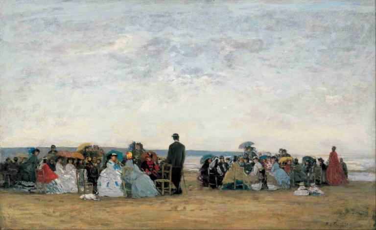 The Beach near Trouville,Ranta Trouvillen lähellä,Eugène Boudin,Öljymaalaus,Öljymaalaus, kuvataideparodia