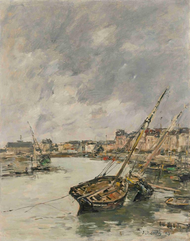 Trouville, Le Port, Marée Basse,ทรูวิลล์, เลอพอร์ต, มาเร แบส,Eugène Boudin,โอริน พุดดิ้ง,จิตรกรรมสีน้ำมัน