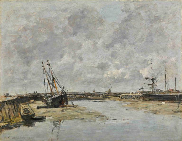 Trouville, les jetées, marée basse,Trouville, bryggorna, lågvatten,Eugène Boudin,Oljemålning,Oljemålning