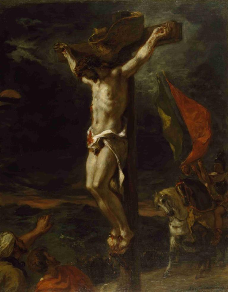 Christ on the cross,Christus aan het kruis,Eugène Delacroix,Olieverf,Olieverf, parodie op beeldende kunst