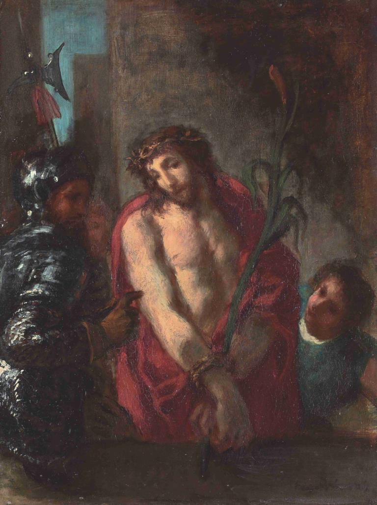 Ecce Homo,エッチェ・ホモ,Eugène Delacroix,ウジェーヌ・ドラクロワ,油絵,油絵, 美術パロディ, 偽の伝統的メディア, 複数の男の子, パロディー, 男性の焦点, 鎧, 茶髪, ホールディング