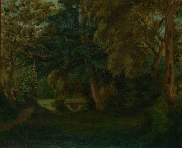 George Sand's Garden at Nohant,Eugène Delacroix,Oil Painting,Oil Painting, nature, scenery, no humans, tree