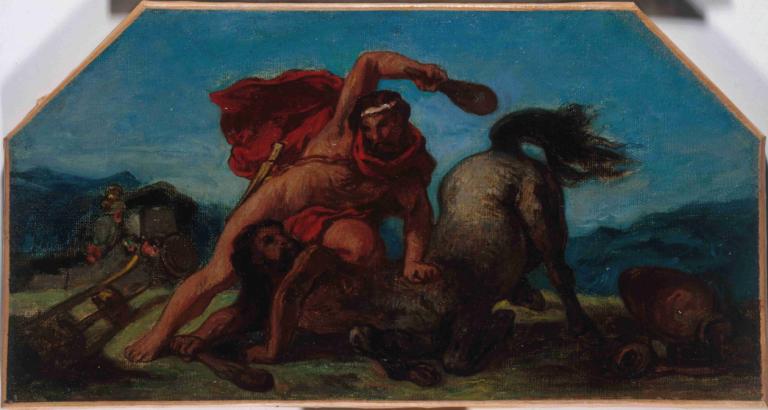 Hercule tuant le centaure Nessus,Herkules dödar kentauren Nessus,Eugène Delacroix,Oljemålning,Oljemålning