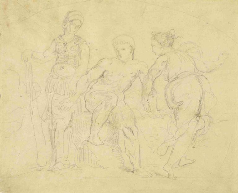 Hercules Between Virtue and Vice,Herkul med krepostjo in pokvarjenostjo,Eugène Delacroix,Skica,Skica, skica