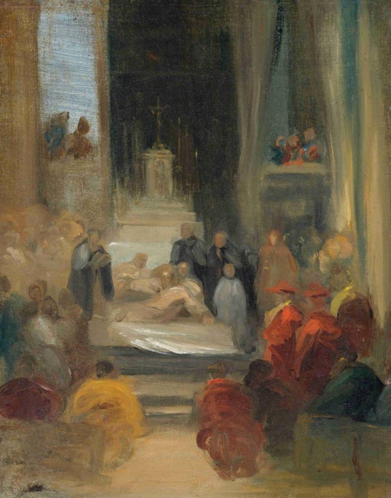 Interior Of A Church; Ordination Of Carmelites,En kyrkas interiör; ordination av karmeliter,Eugène Delacroix