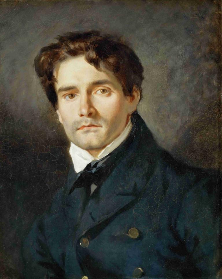 Léon Riesener (1808 - 1878),Eugène Delacroix,Oljemålning,Oljemålning, 1 pojke, solo, manligt fokus, brunt hår