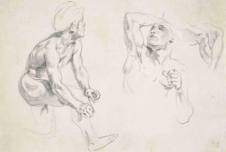 Male Nude Posing for Figures in the 'Frise de la Guerre'