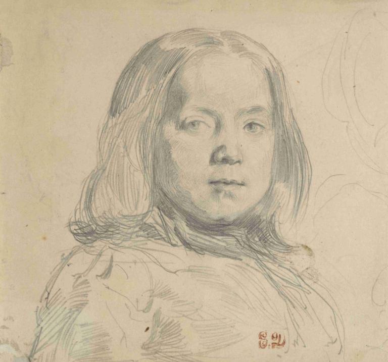 Portrait of a Child,Chân dung một đứa trẻ,Eugène Delacroix,Oh, Delacrova.,Phác thảo,Phác thảo, đấu, 1 cô gái