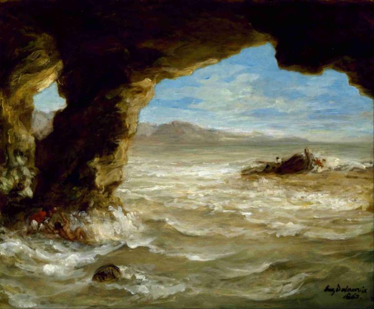 Shipwreck on the Coast,Naufrage sur la côte,Eugène Delacroix,Peinture à l'huile,Peinture à l'huile