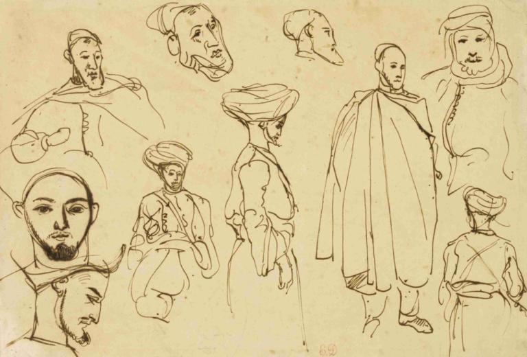 Sketches of Algerian Men,Croquis d'hommes algériens,Eugène Delacroix,Croquis,Croquis, 1garçon, Poils