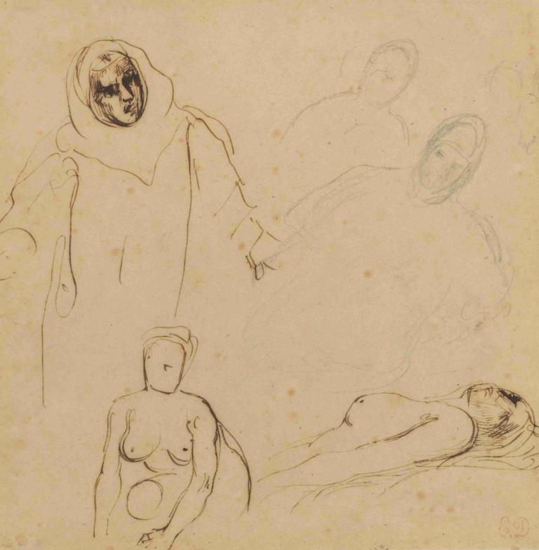 Studies for Christopher Columbus,Studier for Christopher Columbus,Eugène Delacroix,Skisse,Skisse, skisse