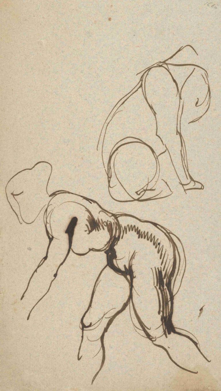 Studies of a Lion and a Female Nude,Studier av en løve og en naken kvinne,Eugène Delacroix,Skisse,Skisse